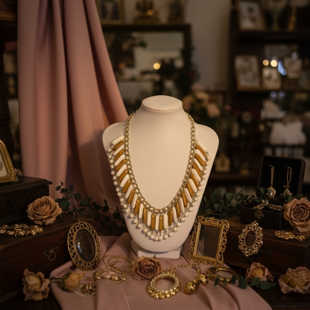 Elegant Gold and White Necklace